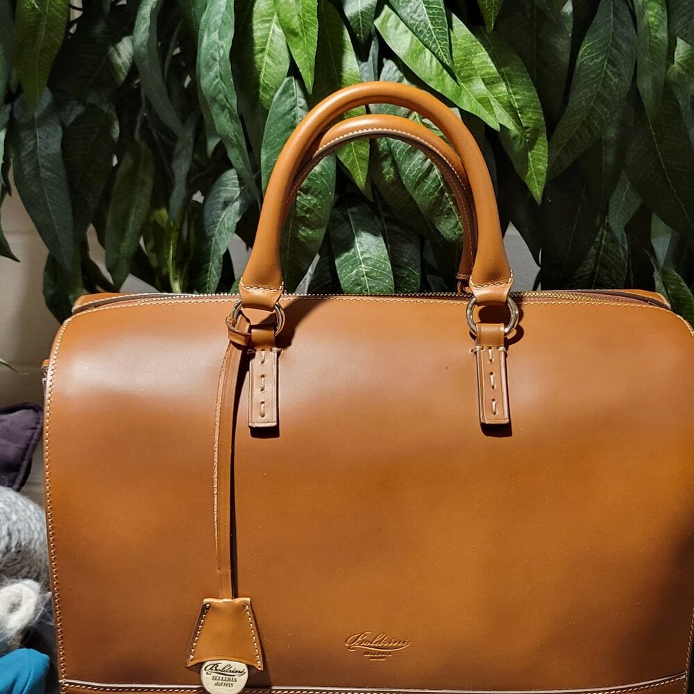 NEW BOLDRINI SELLERIA - Made in Italy 🇮🇹 genuine vacchetta leather handbag - Picture 2 of 15